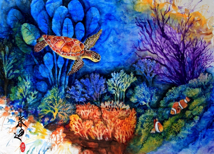 Подводный мир рисунок гуашью