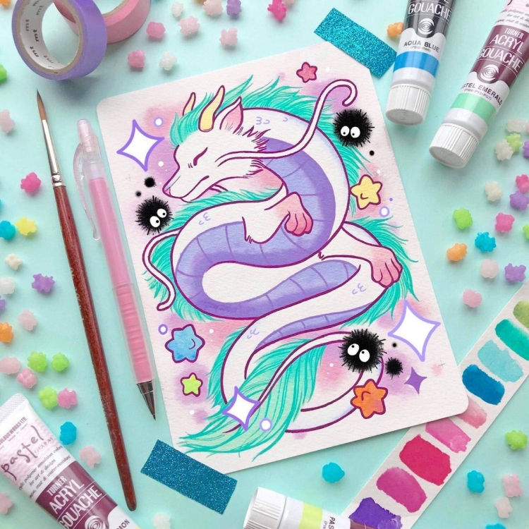 Кот фломастерами