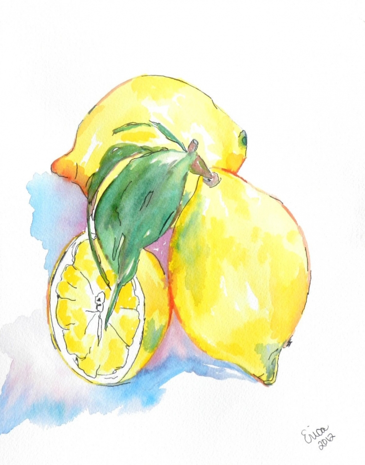 Рисунки фруктов акварелью