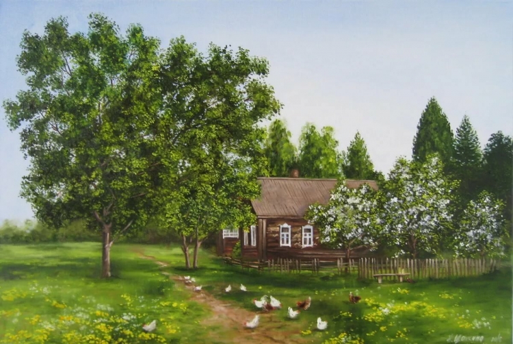 Рисунок лето в деревне