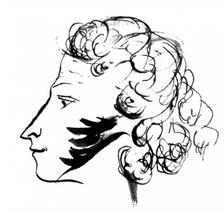 Профиль пушкина рисунок