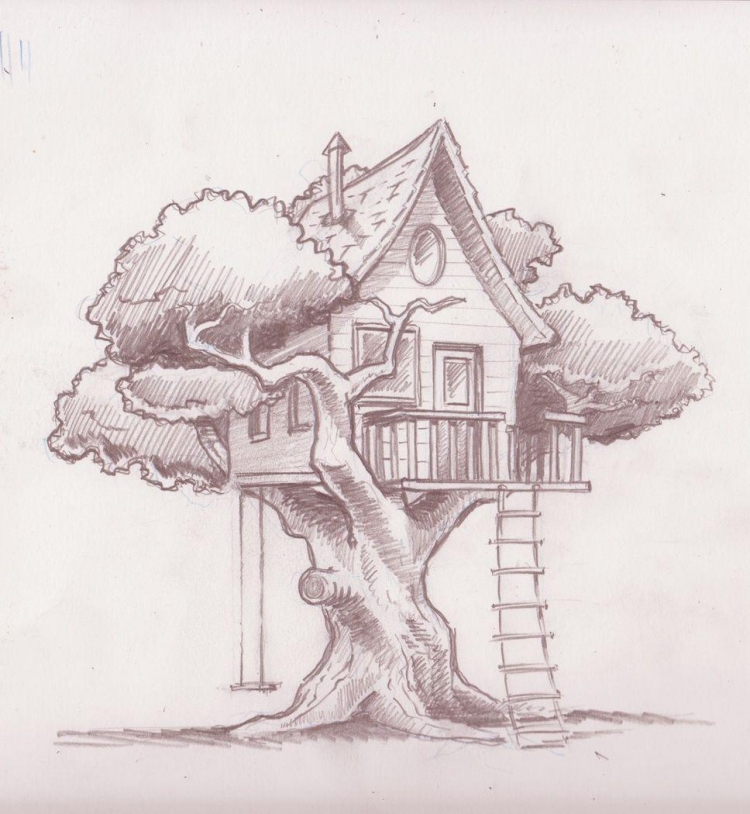 Рисунок домик на дереве