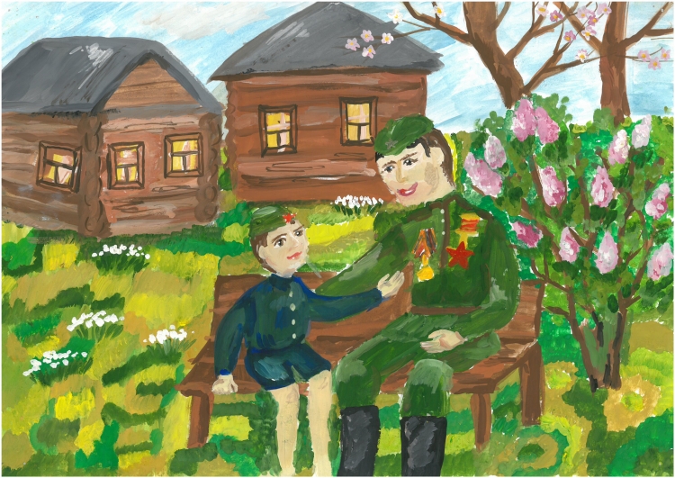 Рисунок на 9 мая в садик солдат