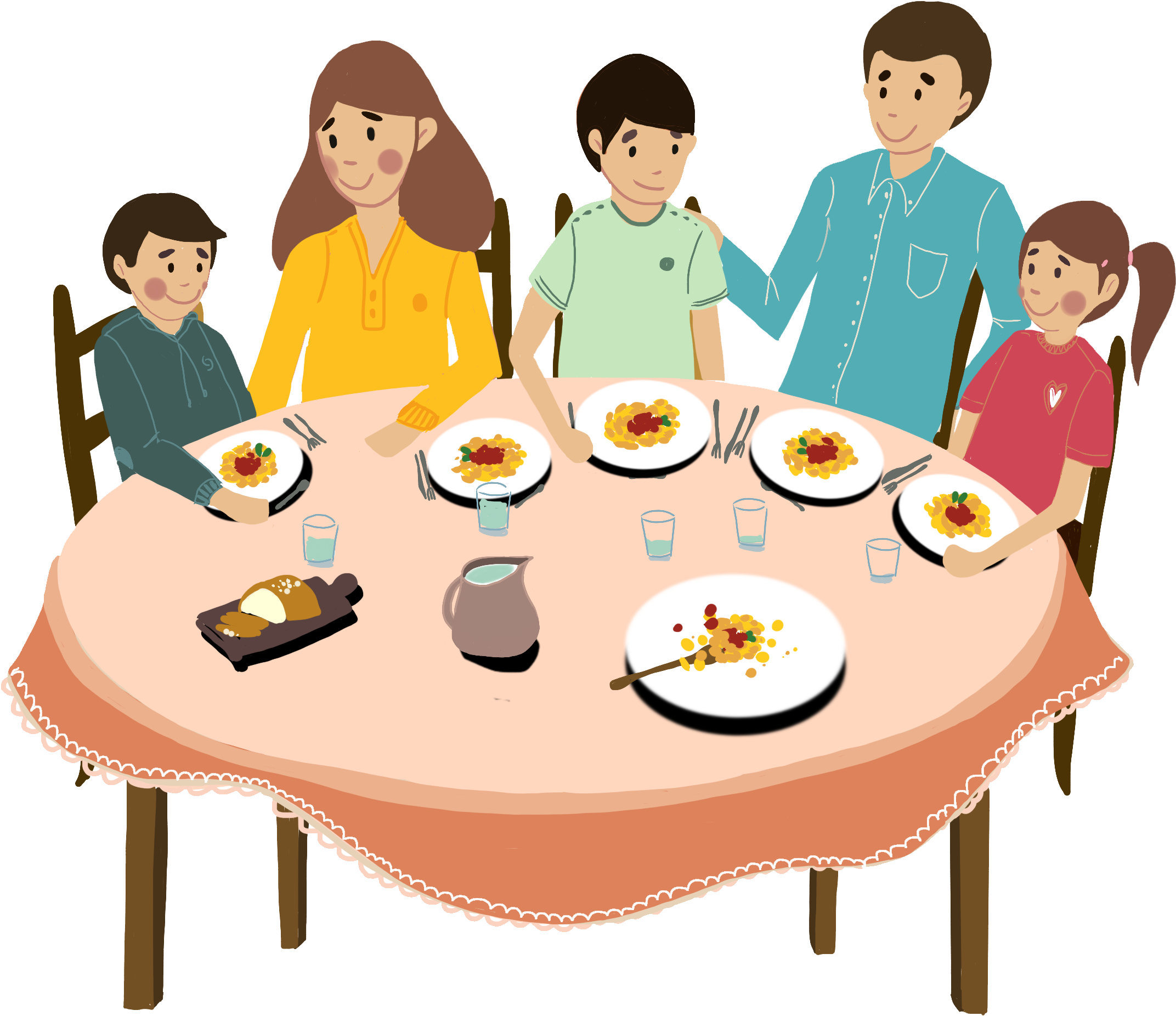 Круглый стол год семьи. Семья за столом. Семейный завтрак. Семейный ужин. Семья обедает за столом.