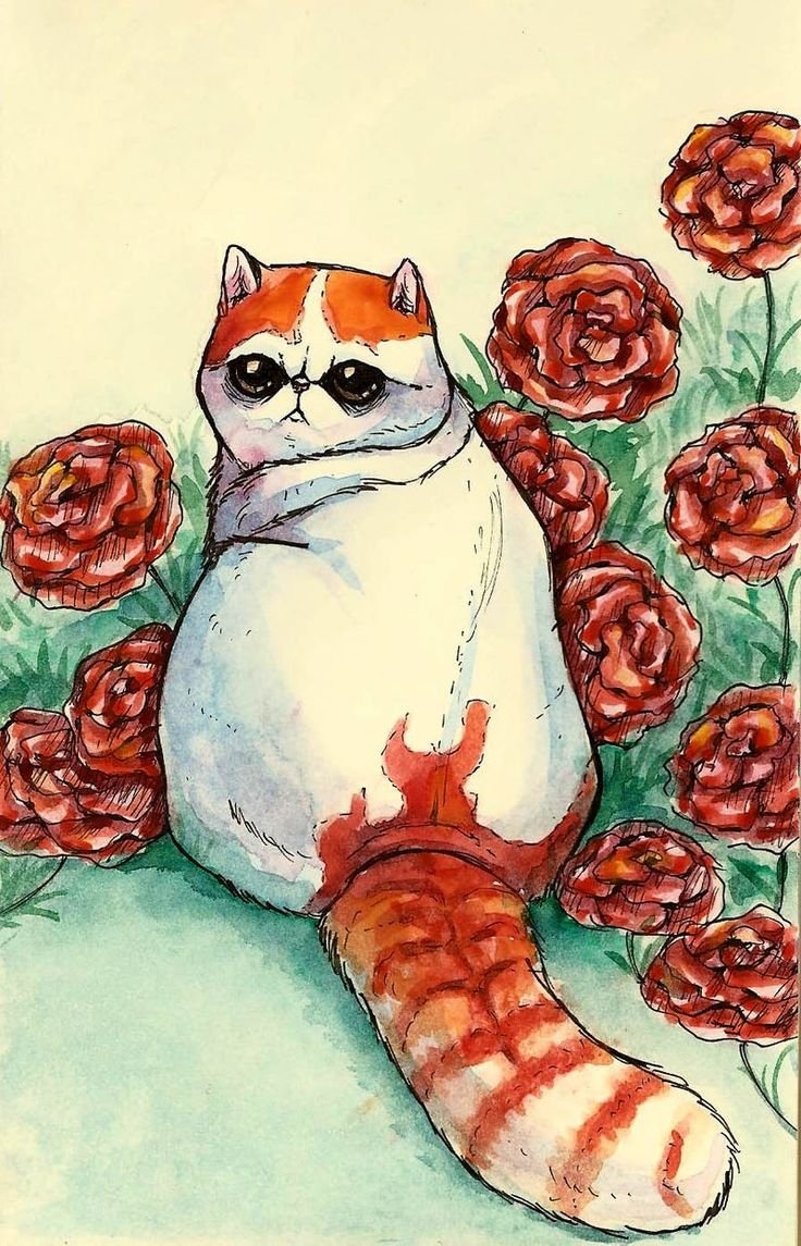 Толстый кот арт