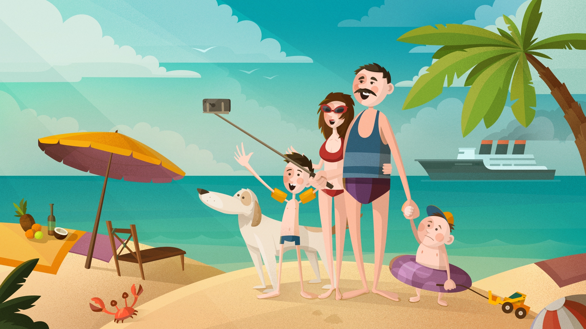 Мама на курорте рассказ. Отпуск иллюстрация. Рисунок отдых на море. Семья на море. Рисунок семья на отдыхе.