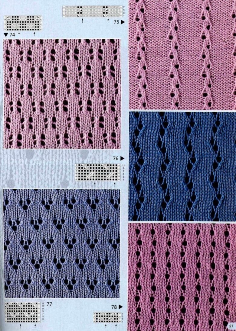 72 варианта вязания простых и красивых ажурных узоров