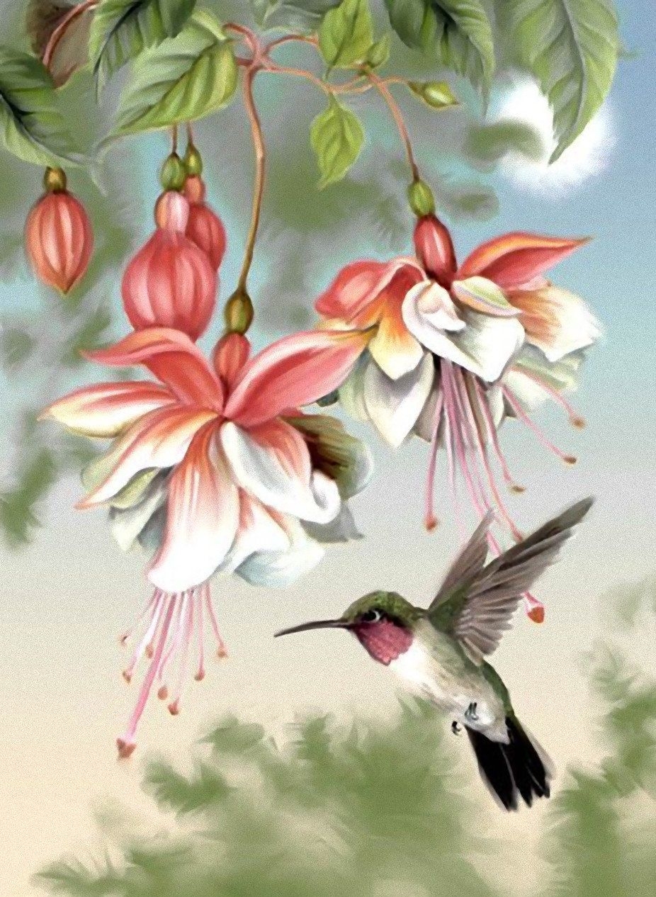 Картины птички с цветами. Живопись цветов и птиц. Птичка на цветке. Красивые птицы на цветах. Райские птицы живопись.