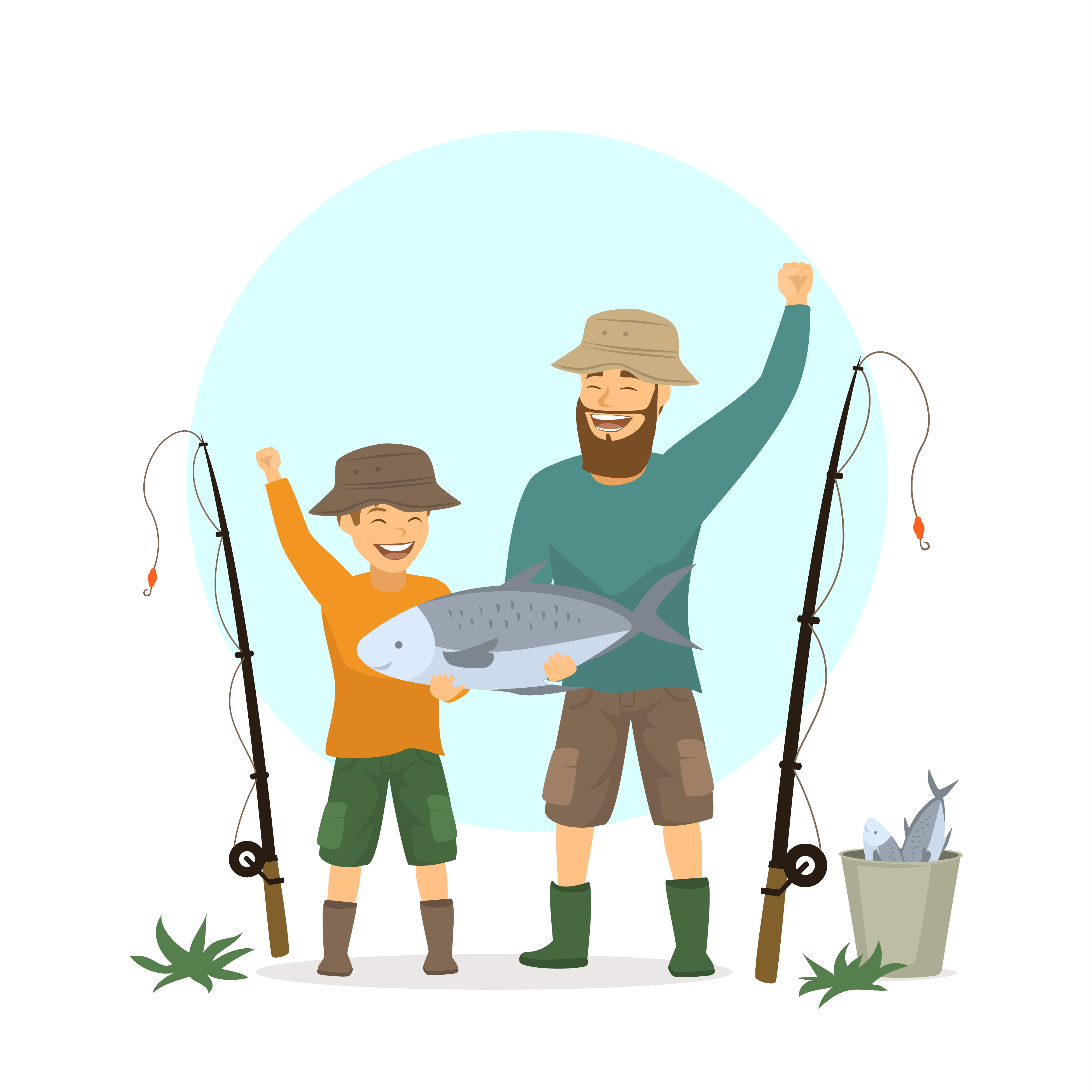 Сын ловит рыбу. Папа и сын рыбачат. Рыбалка иллюстрация. Семья на рыбалке. Рыбалка с отцом.