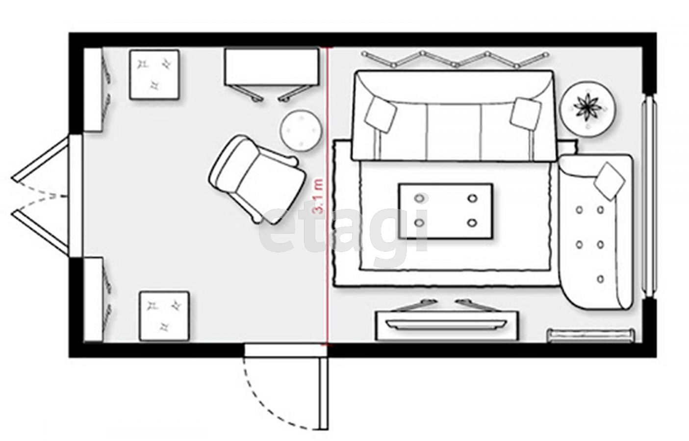 план квартиры сверху с мебелью