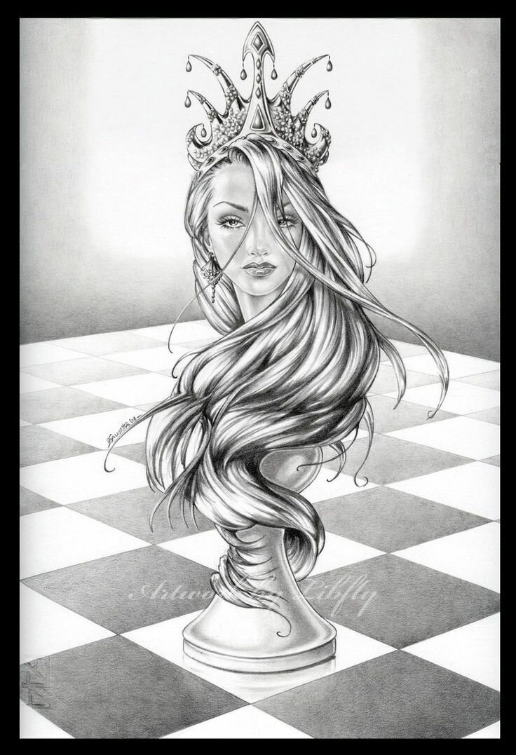 Шахматная королева рисунок