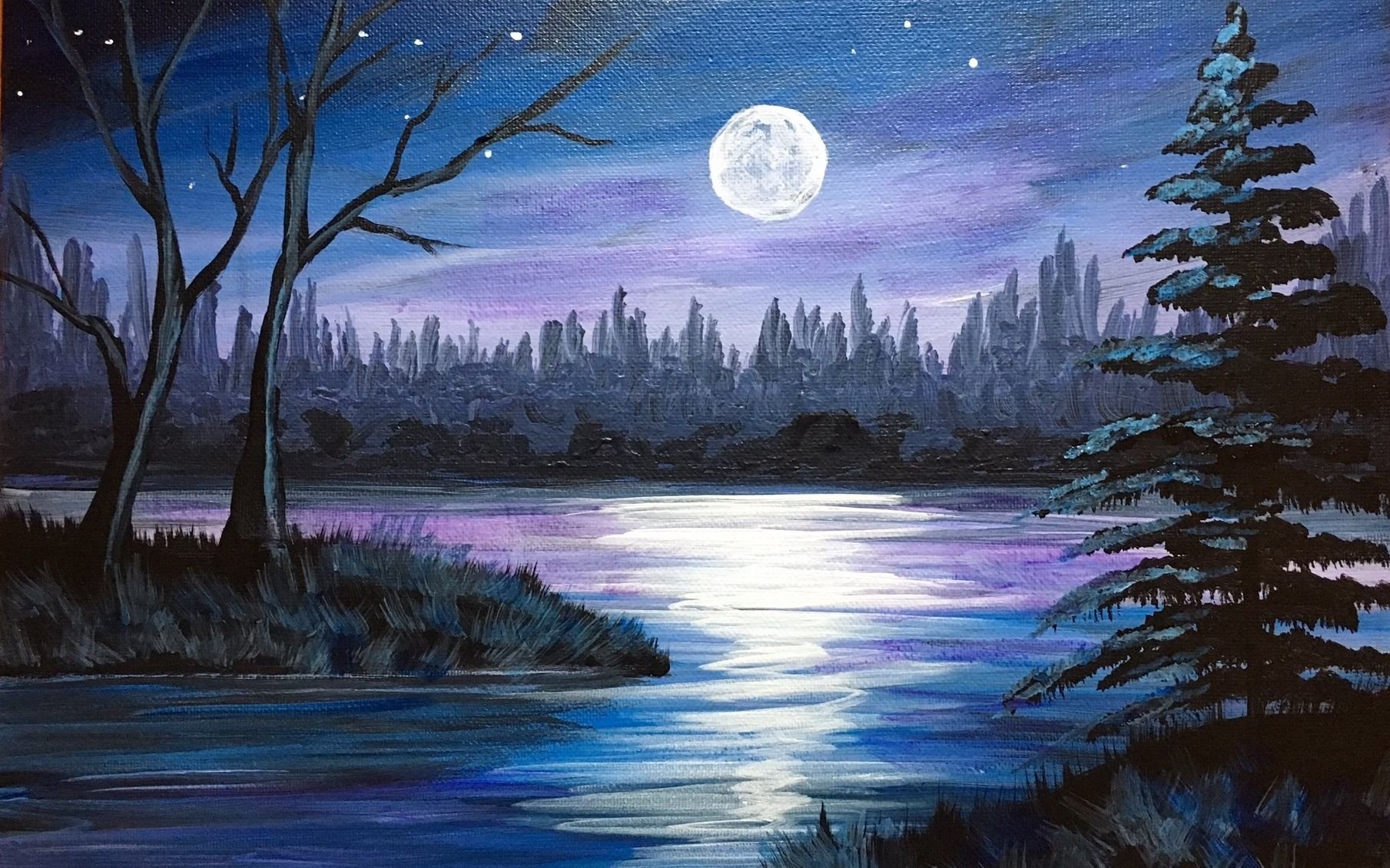 Волшебное озеро слушать. Лядов волшебное озеро. Пейзаж гуашью. Ночной пейзаж гуашью. Лунные пейзажи в живописи.