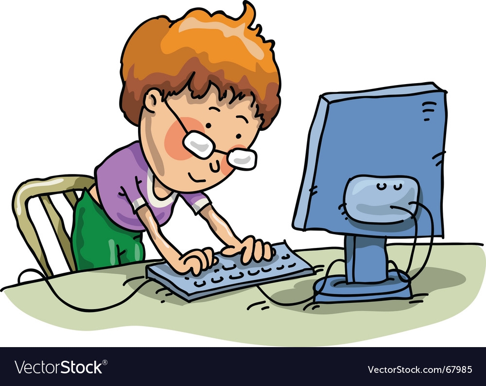 картинки дети за компьютером мультяшные
