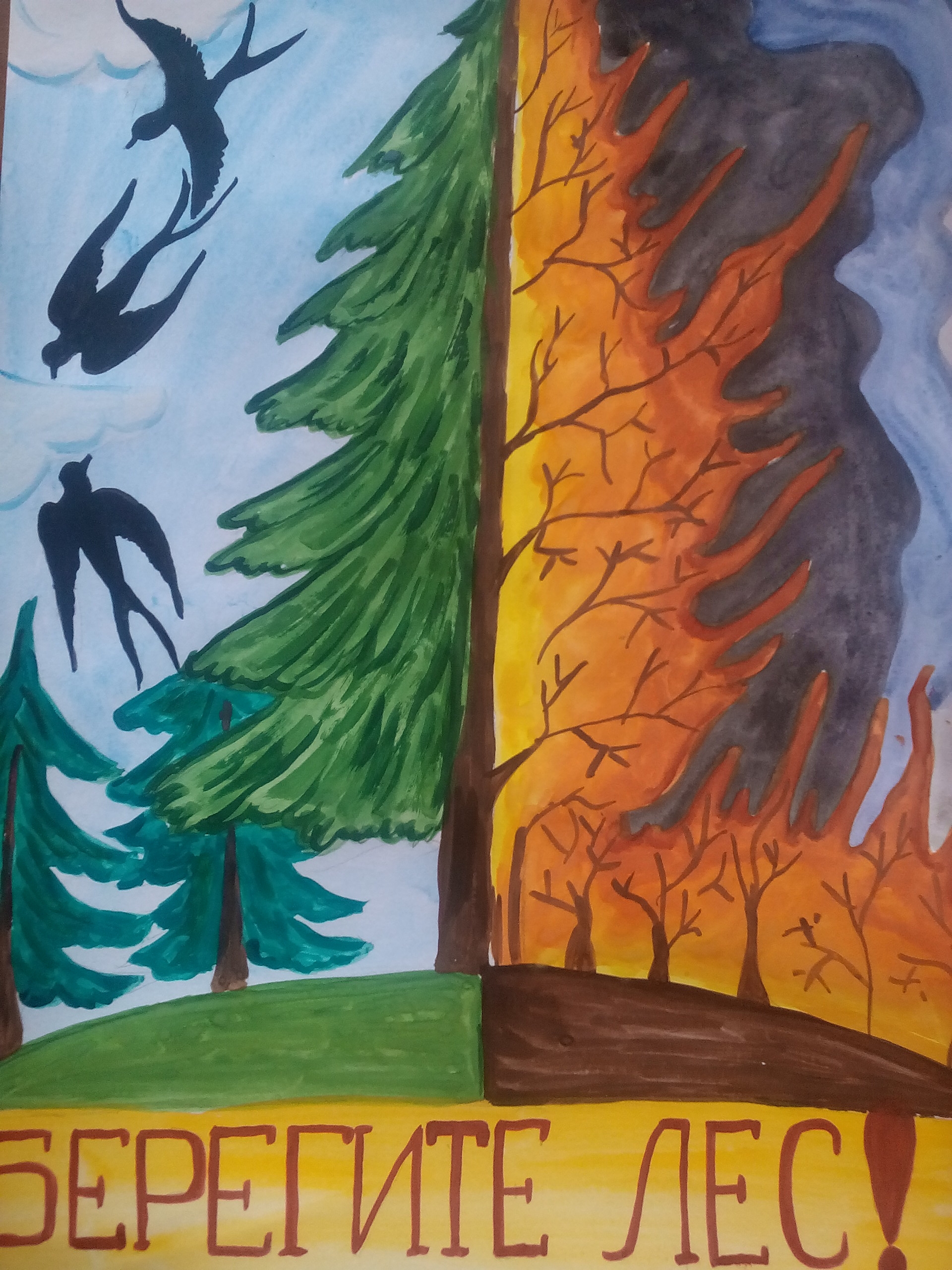 Пожарная безопасность в лесу: рисунки для детей