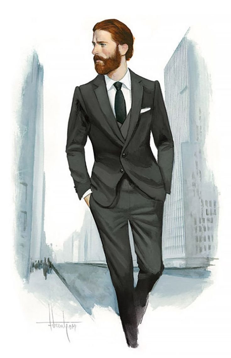Рисунок мужчины в костюме