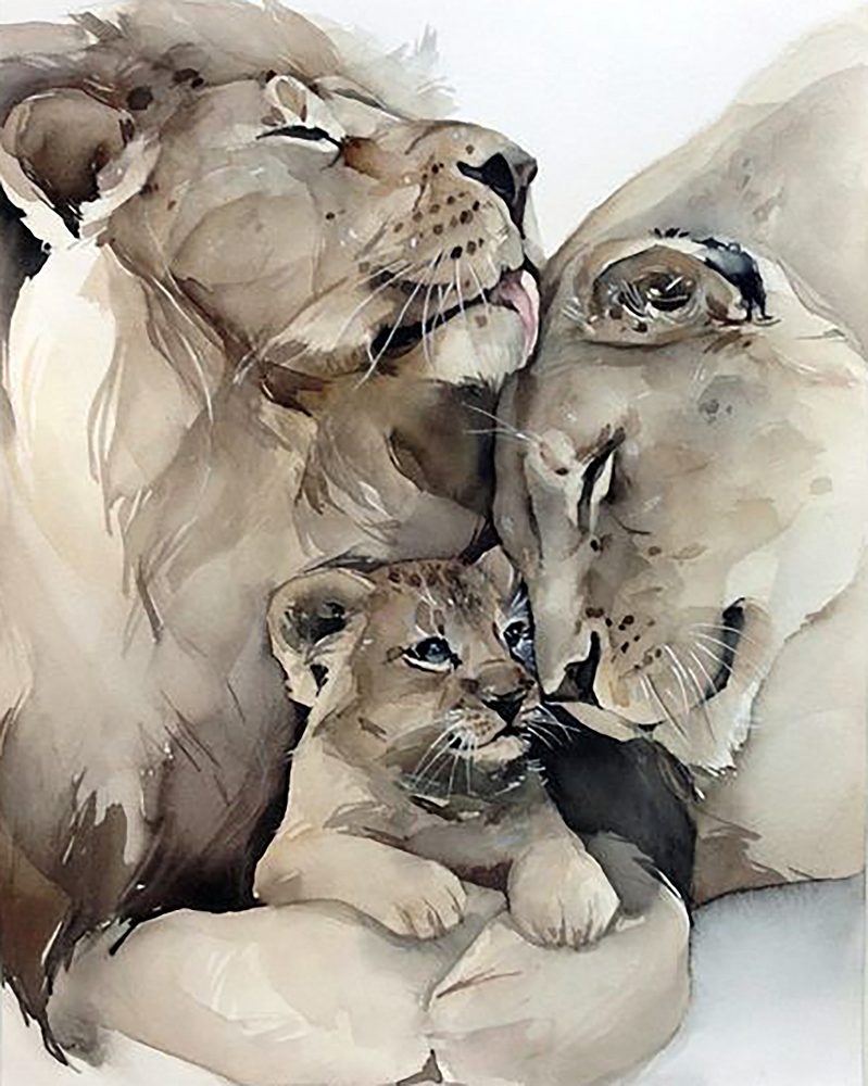 Семья львов рисунок - 78 фото