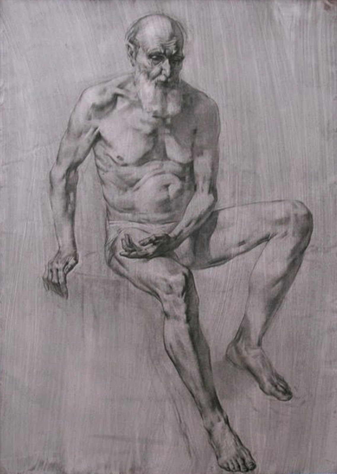 Натура личности. Контрапост Микеланджело. Натурщик контрапост. Рисунок с натуры. Сидящая мужская фигура.