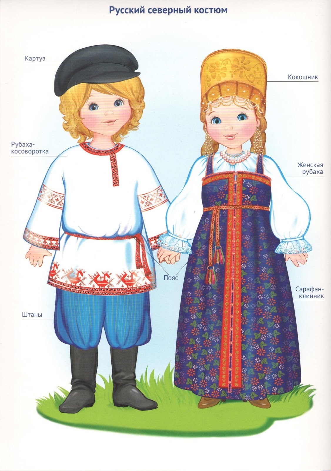 Русский народный костюм. Детский рисунок
