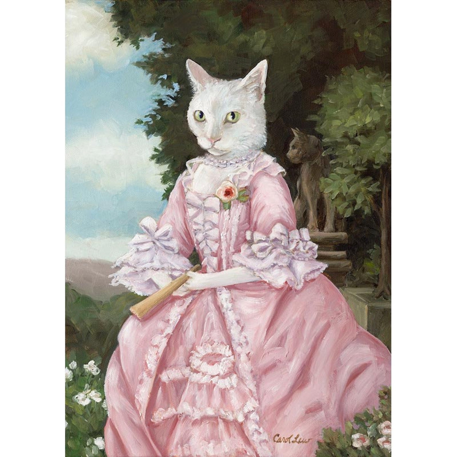 Кошечка в платье. Кошка графиня картина. Кошка в платье. Кошка в платье арт. Платье розовое с кошками.