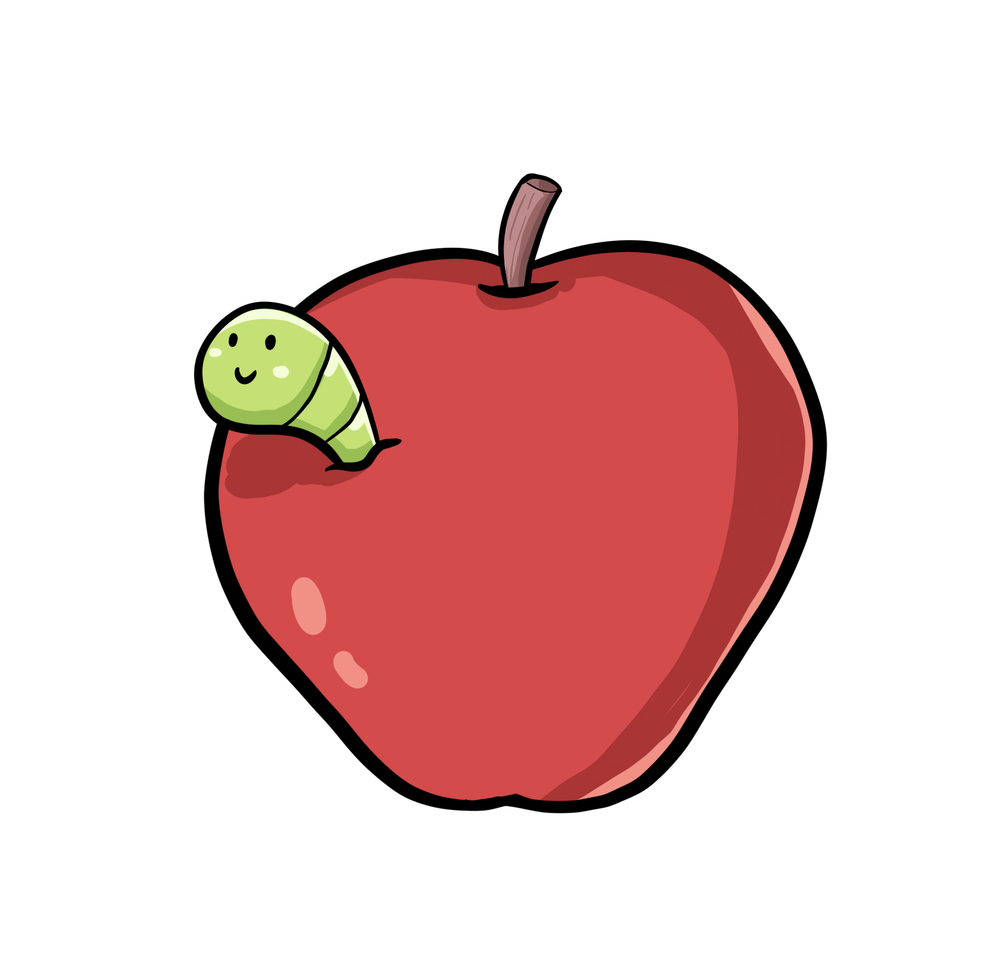 Яблоко с червяком рисунок - 43 фото