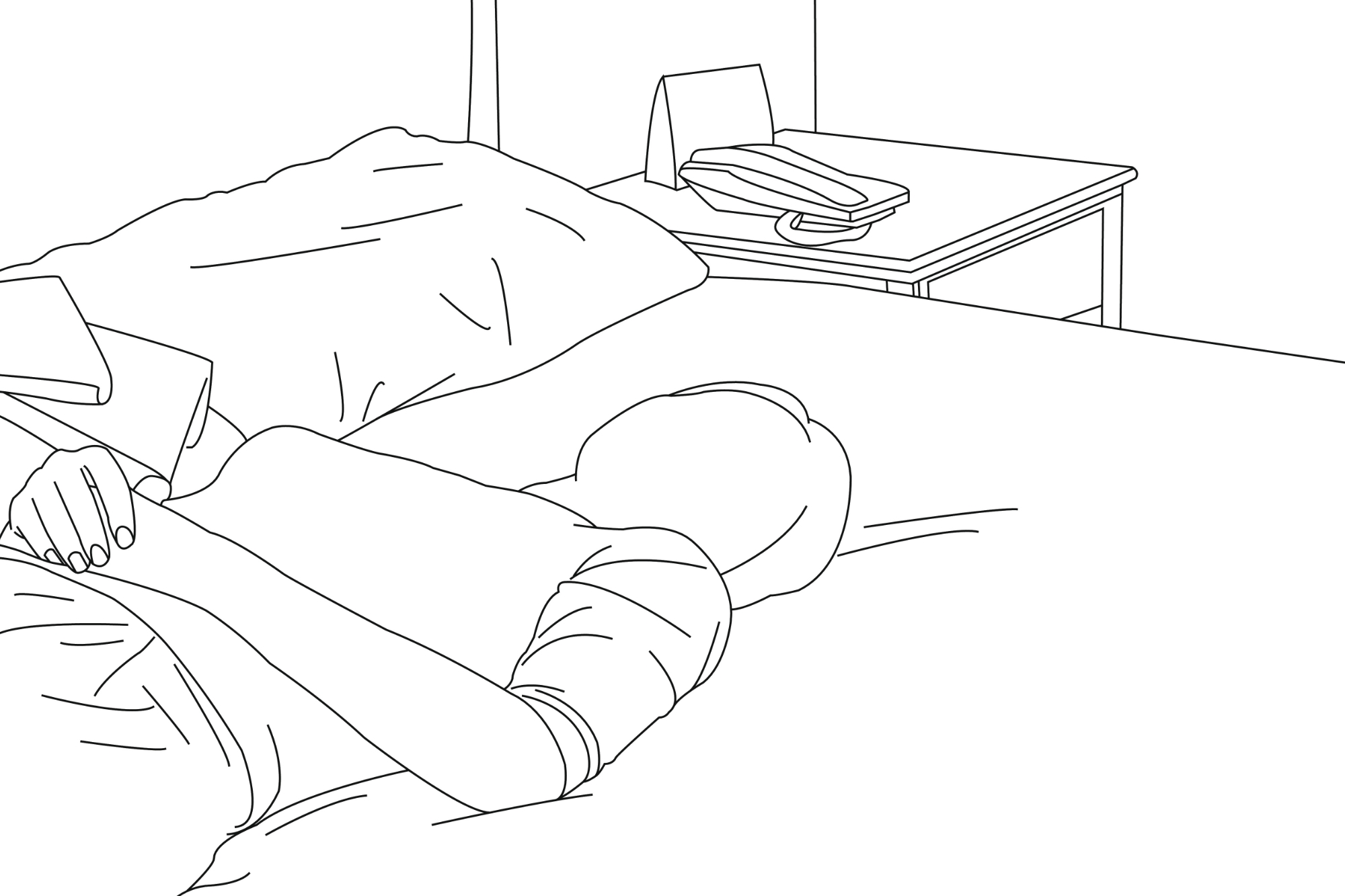 Человек на кровати для рисование
