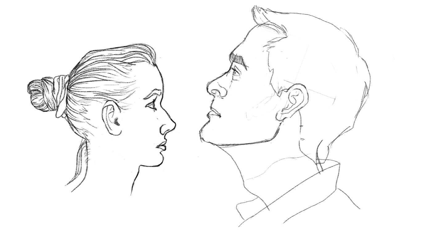 Профиль поэтапно. Рисование человека в профиль. Лицо в профиль карандашом. Портрет с боку. Лицо человека с боку.