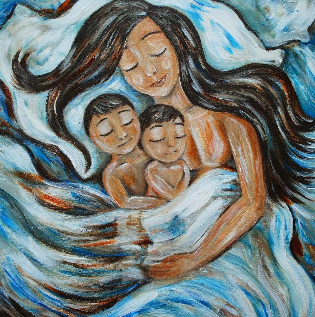 Рисунки мамы с двумя детьми для срисовки (70 фото)