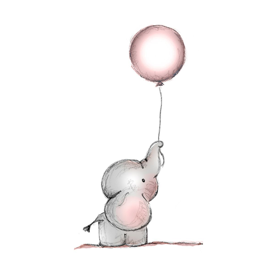 Открытка с деревянной обложкой Happy Birthday, Слоник с шариками, фигурная