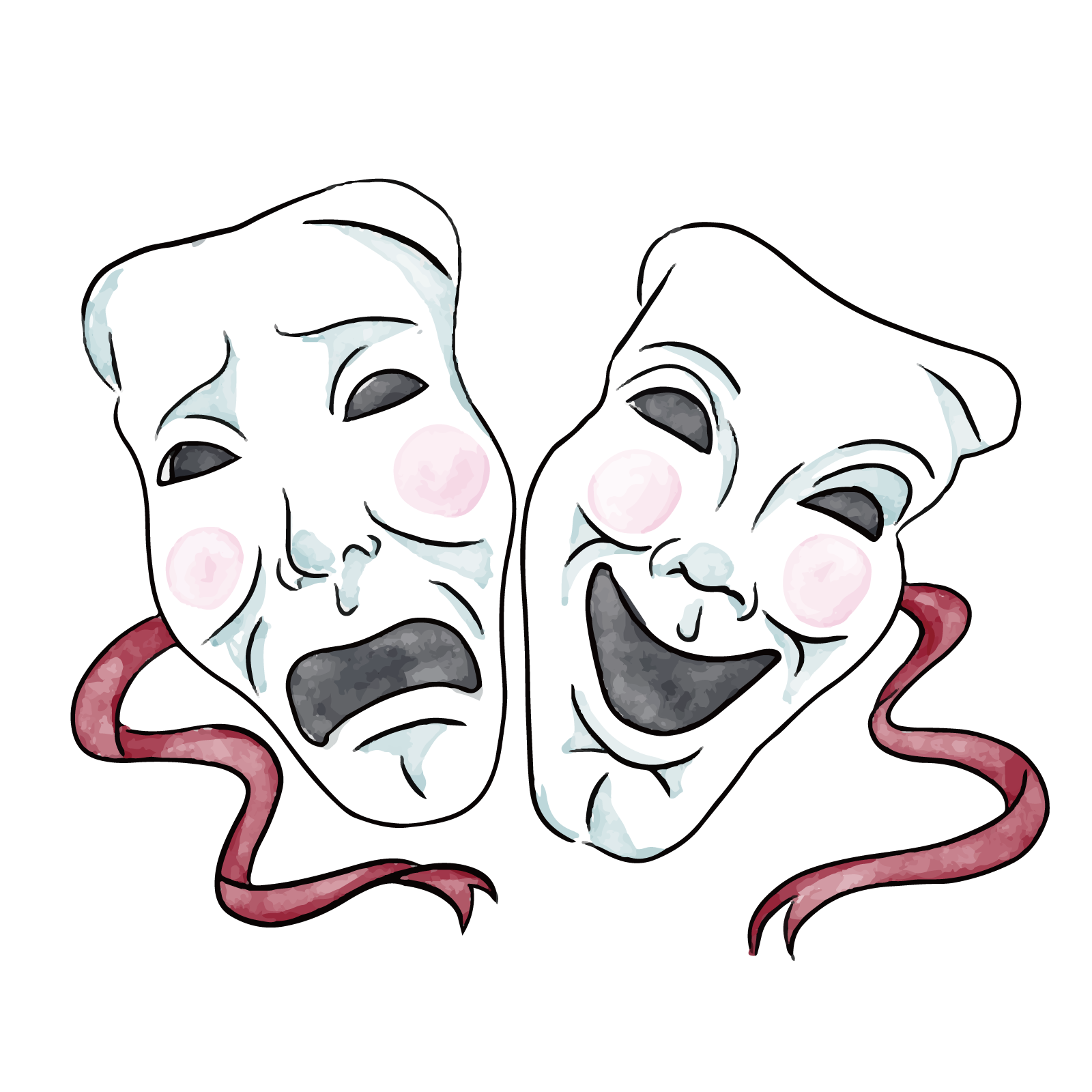 Маски театра рисунок. Театральные маски. Театральные маски грустная и веселая. Грустная маска Театральная. Театральная маска рисунок.