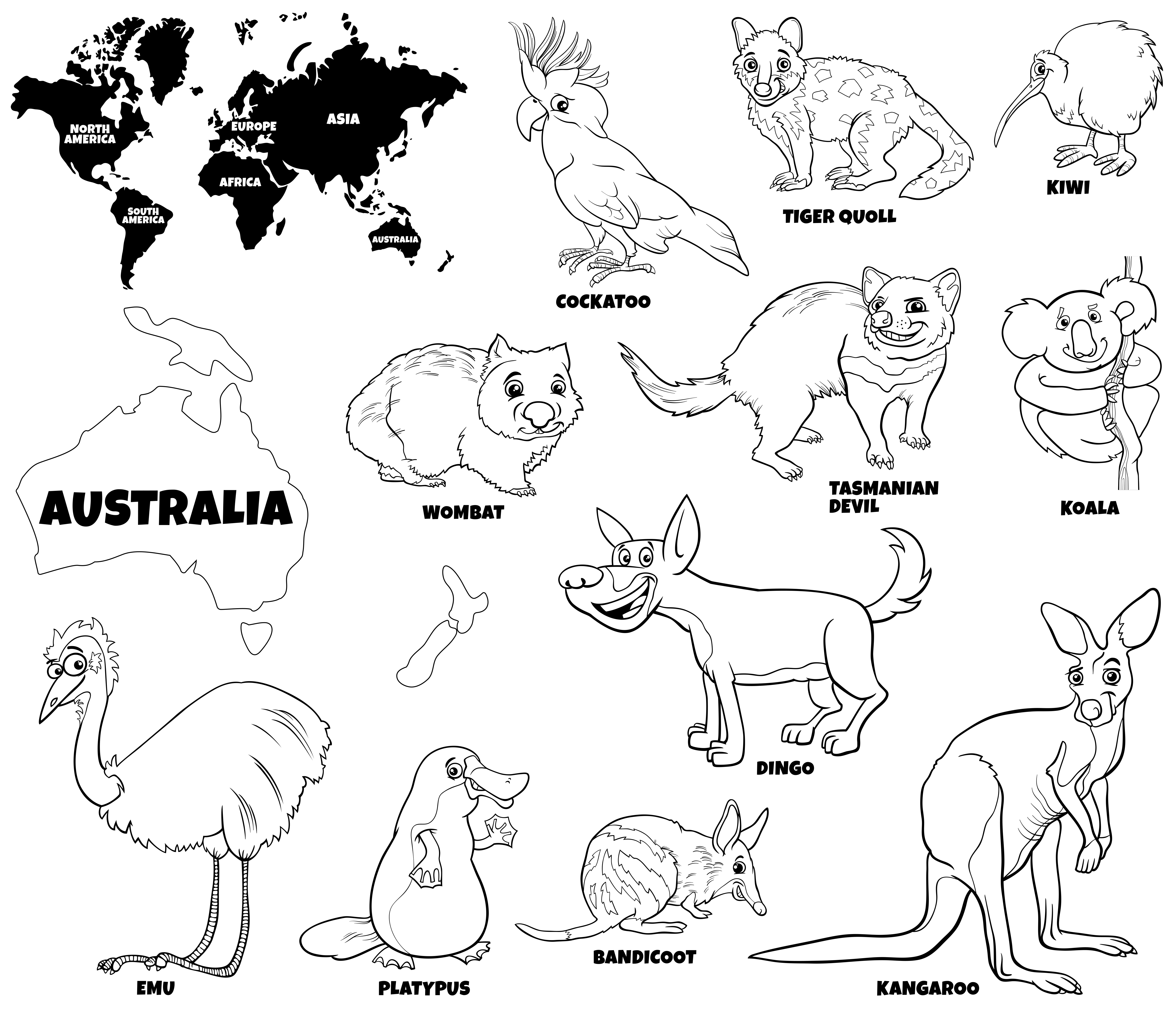 все животные австралии список