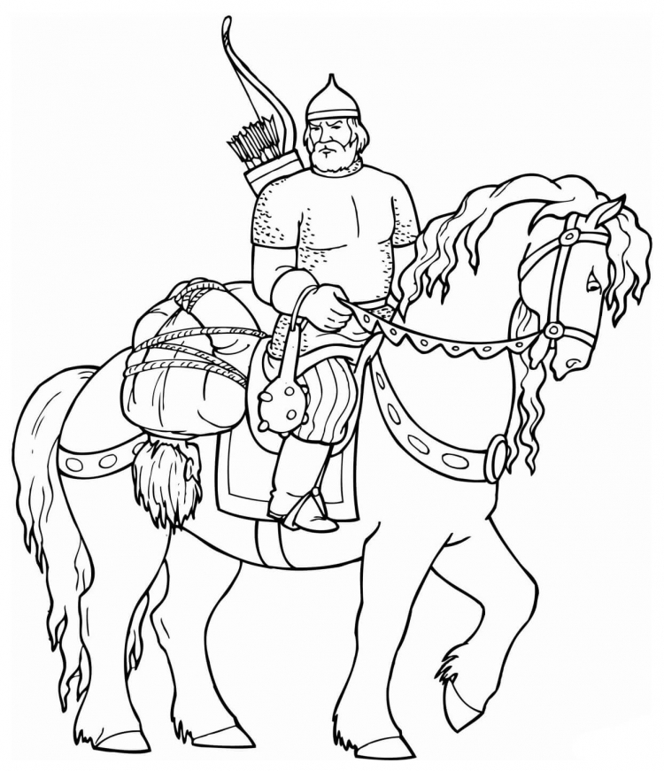 Илья муромец на коне рисунок