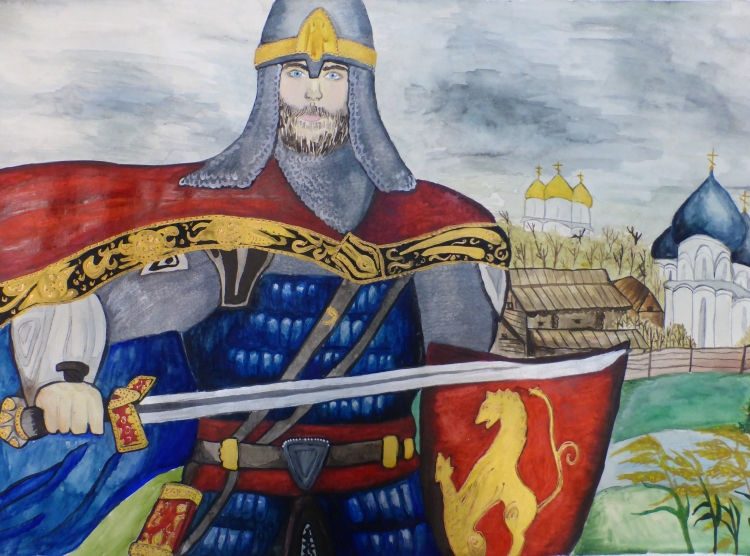 Александр Невский и Ледовое побоище нарисовать