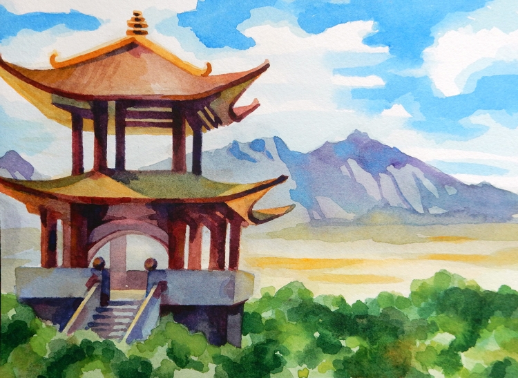Китайская пагода рисунок