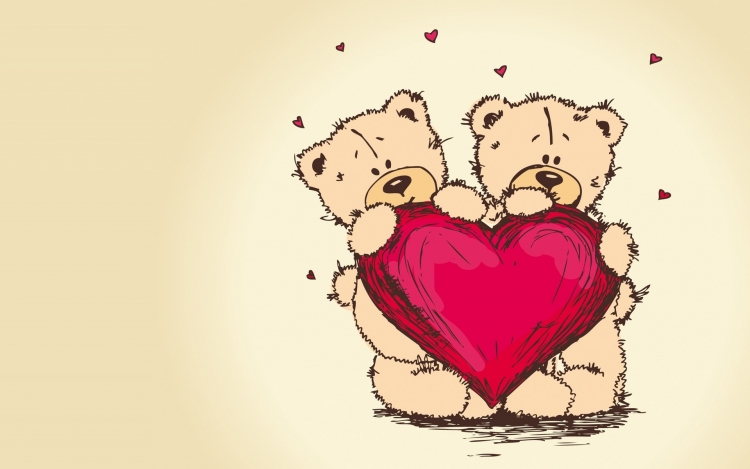 Рисунок медведь с сердцем