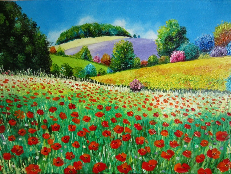 Рисунок поляна с цветами