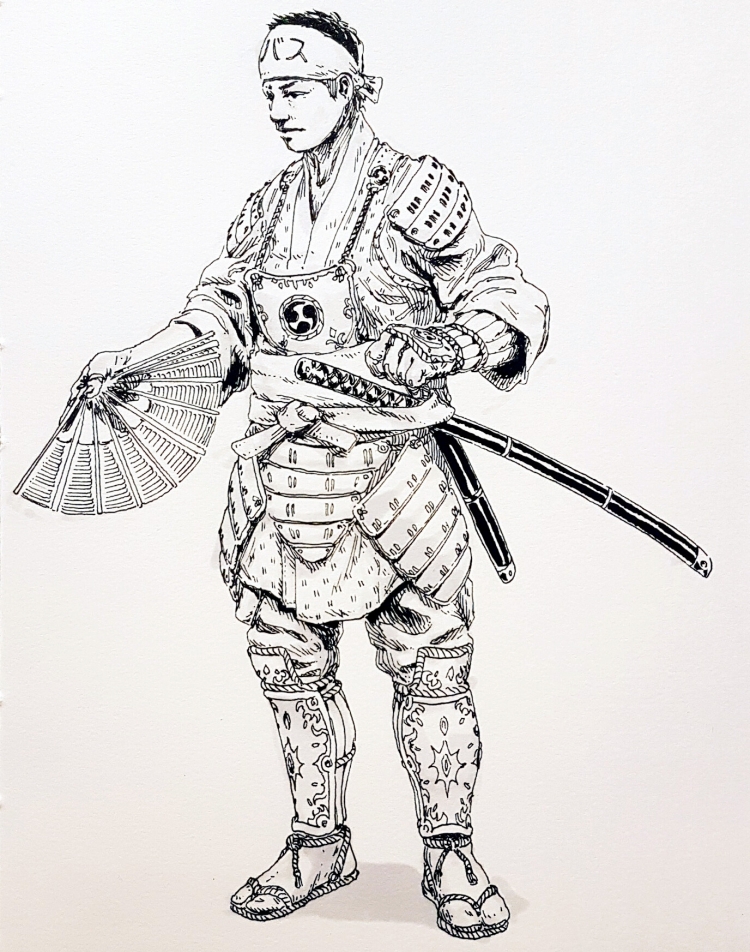 Японский самурай рисунок
