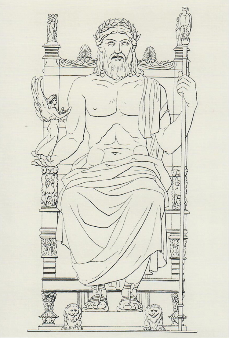Статуя зевса в олимпии рисунок