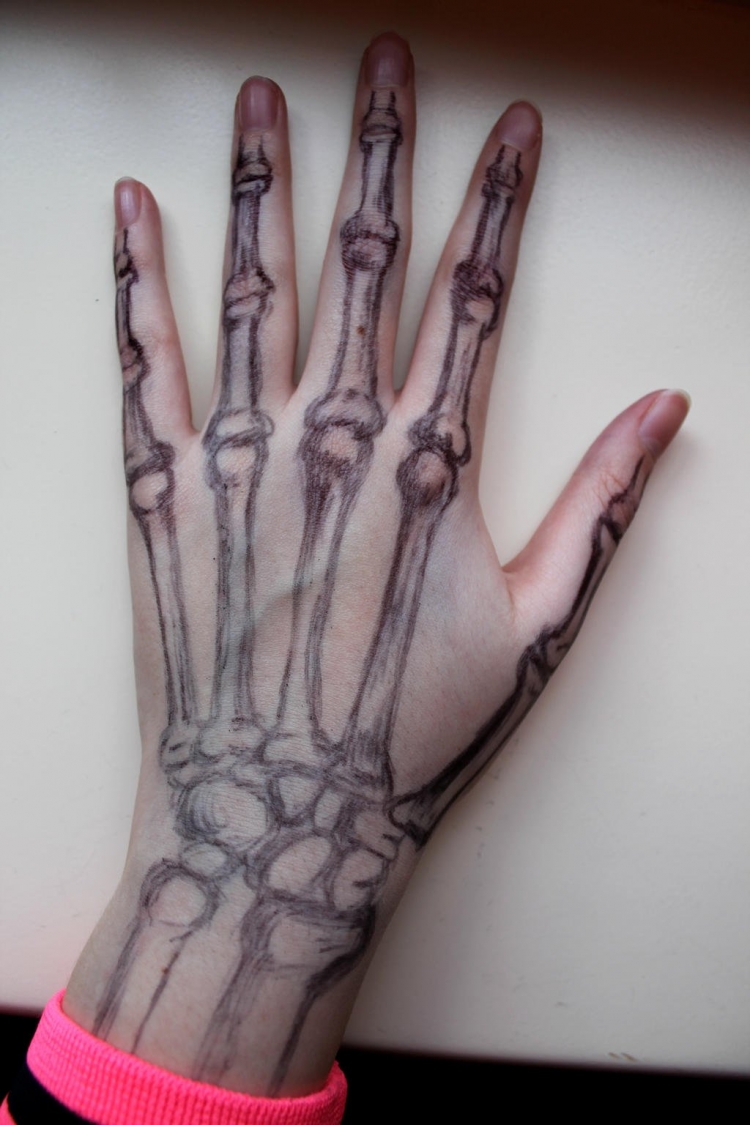 Нарисованный скелет на руке
