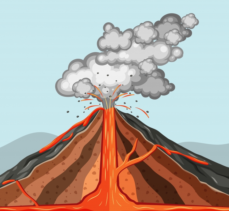 Рисунок извержение вулкана