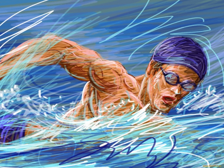 Пловец в бассейне рисунок