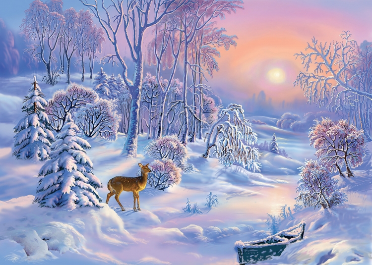 Зима в лесу рисунок