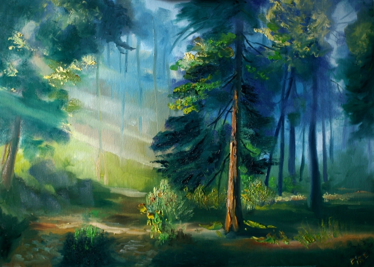 Лесной пейзаж рисунок