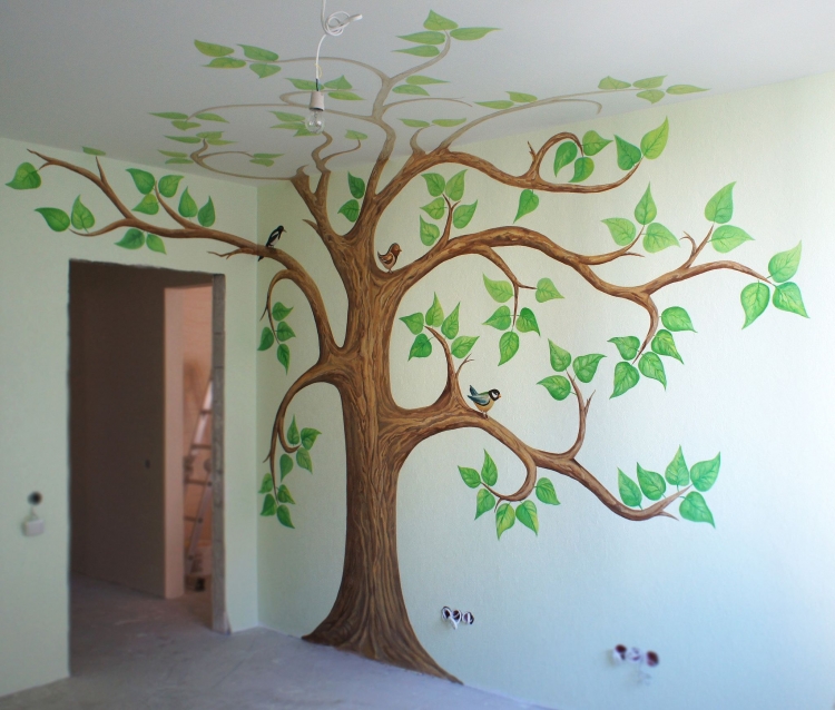 дерево нарисованное на стену
