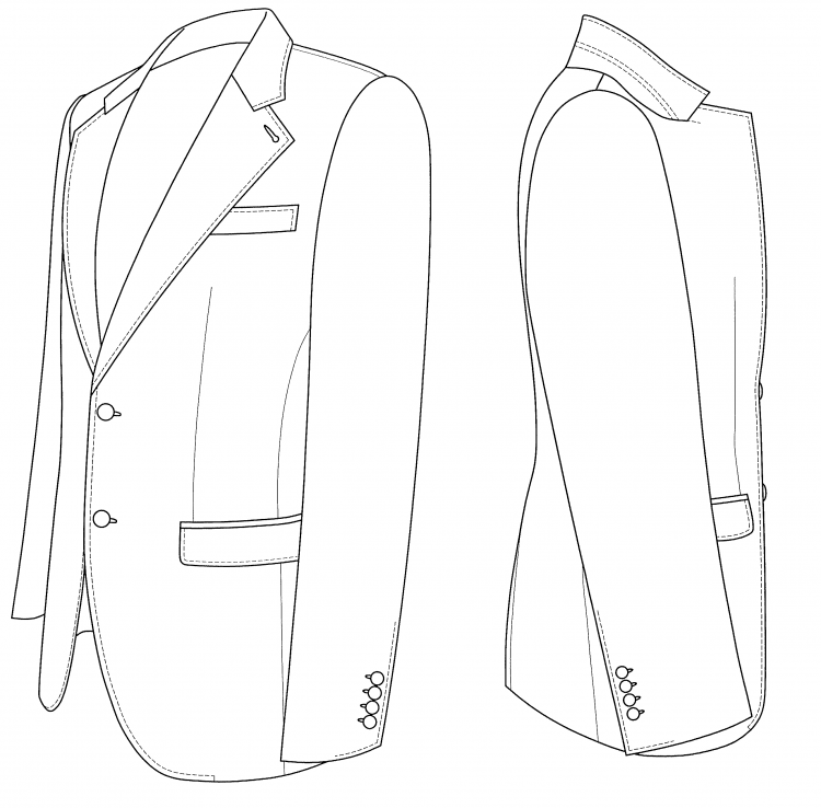 Мужской пиджак технический рисунок