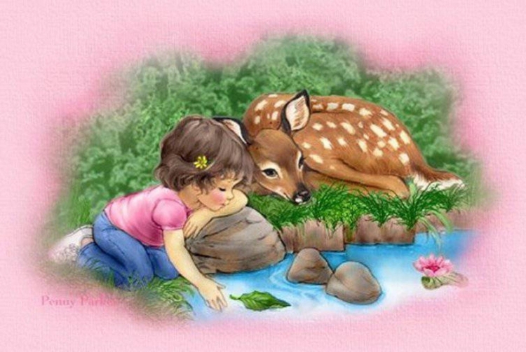 Дети с животными рисунок