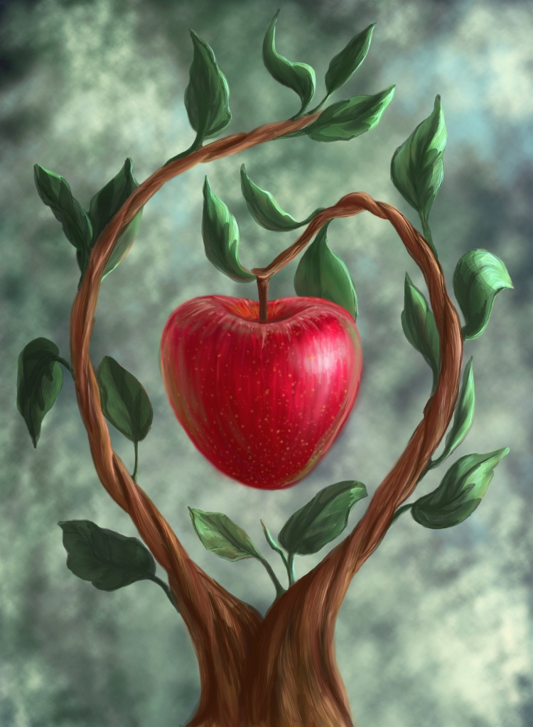 Дерево с яблоками рисунок