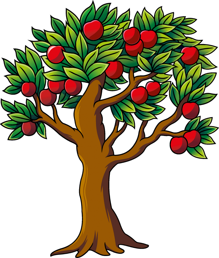 Раскраска Дерево с яблоками, скачать и распечатать раскраску раздела Деревья