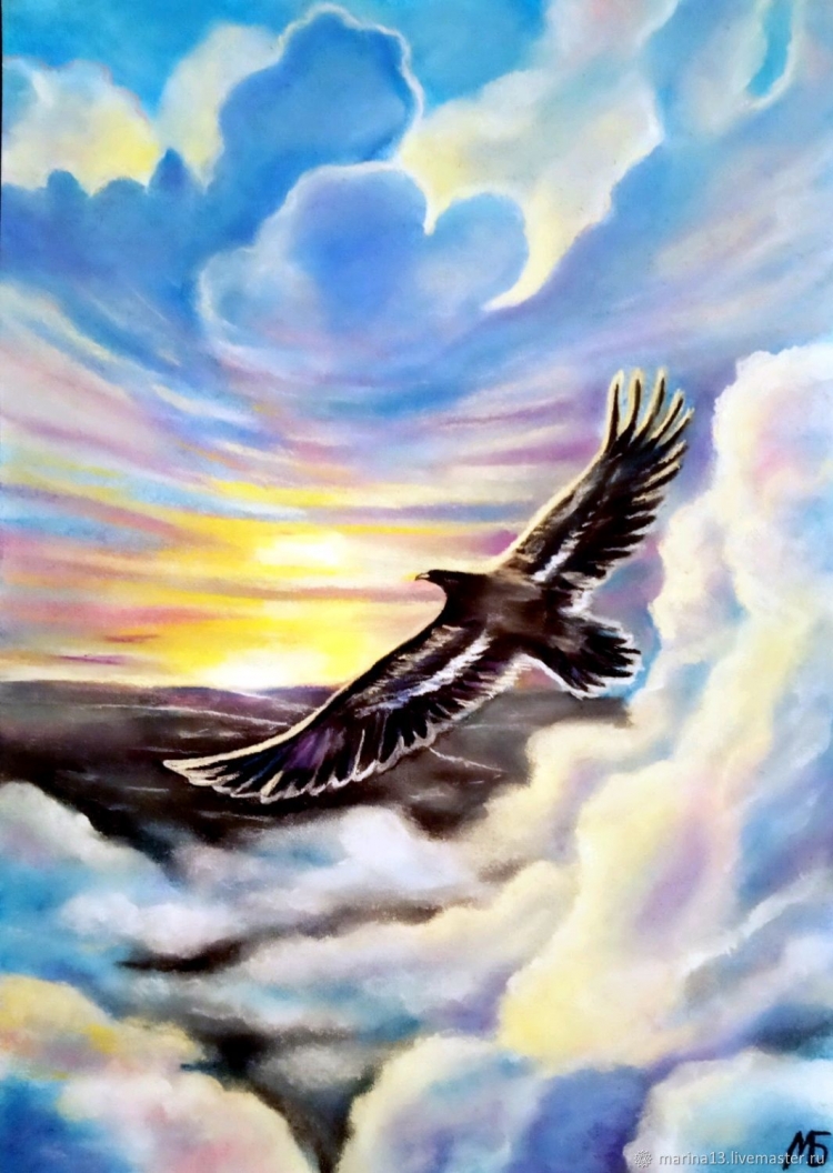 Птица в небе рисунок