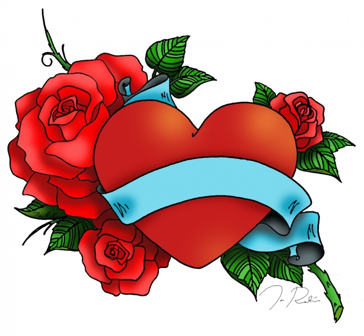 Сердце с цветами рисунок