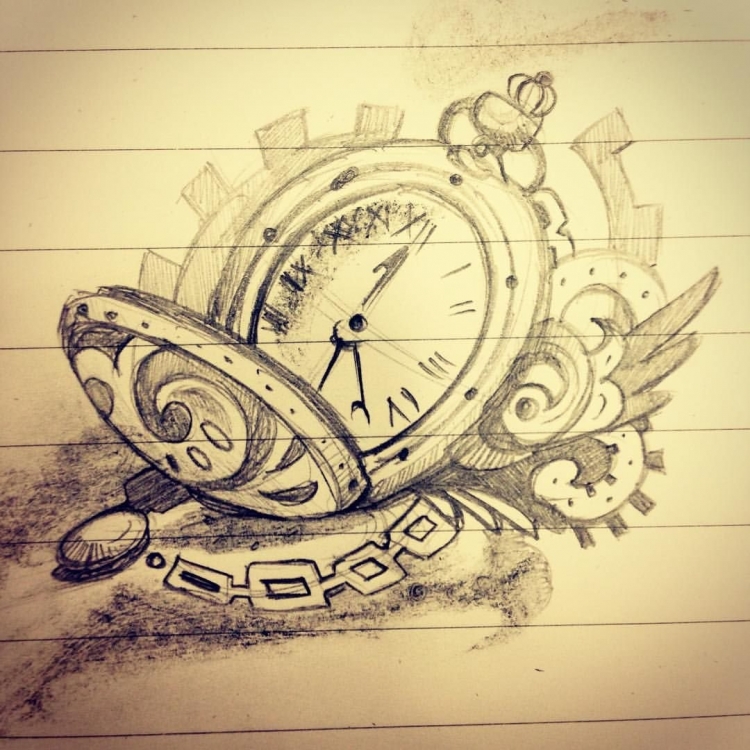 Старинные часы рисунок
